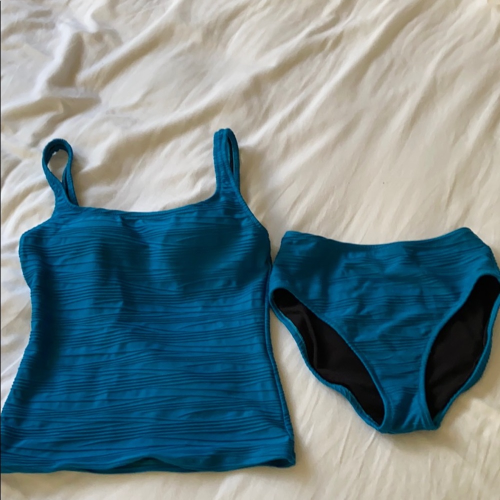Turquoise Textured Tankini